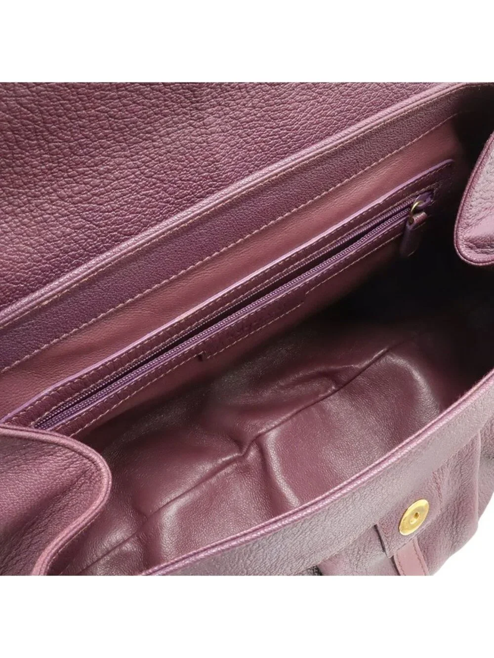 Bvlgari Shoulder Bag Leather Purple Gold